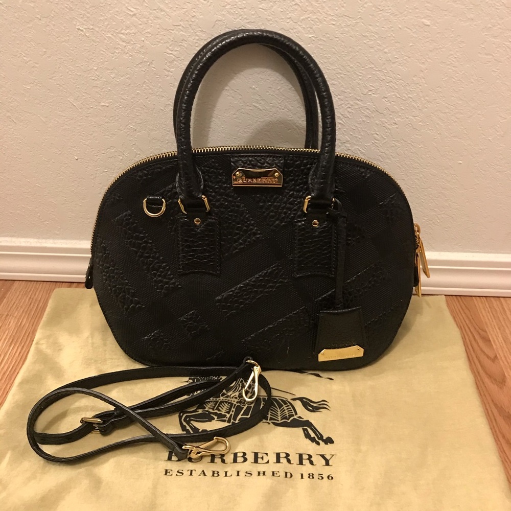 Burberry Leather Check Orchard Bowling Bag